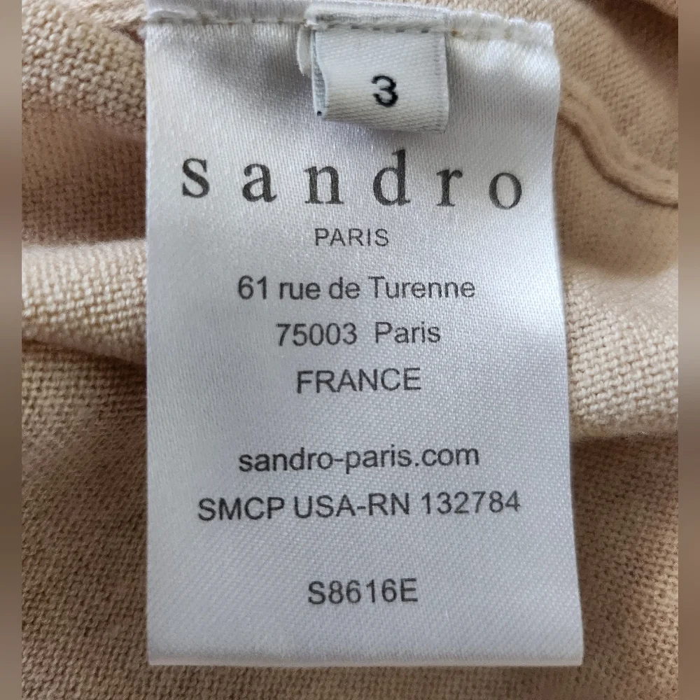 Sandro Silk/Cotton/Cashemere Cream Sweater Cutout Back Design - Picture 12 of 16
